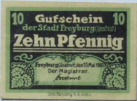 Аверс банкноты 10 fenigów (Niemcy) 1920