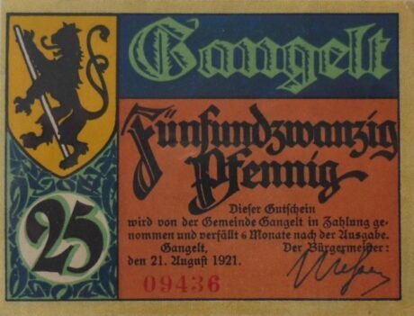 Аверс банкноты 25 fenigów (Niemcy) 1921