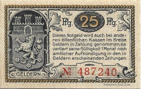 Реверс банкноты 25 fenigów (Niemcy) 1921