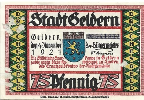 Аверс банкноты 75 пфеннигов (Германия) 1921 года