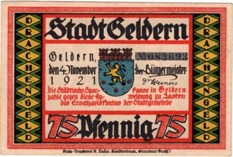 Аверс банкноты 75 пфеннигов (Германия) 1921 года