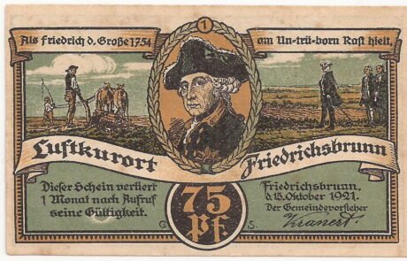 Аверс банкноты 75 пфеннигов (Германия)