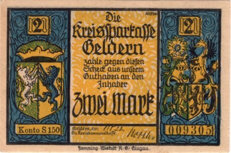 Аверс банкноты 2 marki (Niemcy) 1922