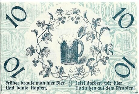 Реверс банкноты 10 fenigów Kaufmännischer Verein (Niemcy) 1920