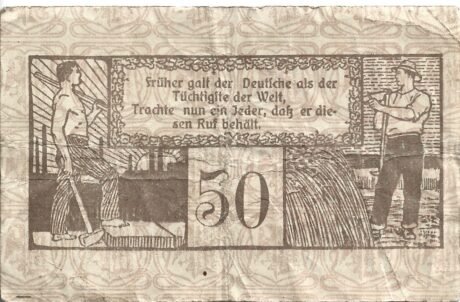 Реверс банкноты 50 fenigów Kaufmännischer Verein (Niemcy) 1920