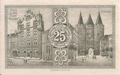 Реверс банкноты 25 fenigów (Niemcy) 1921