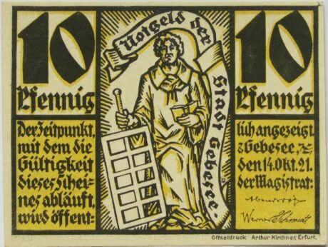 Аверс банкноты 10 пфеннигов (Германия) 1921 года