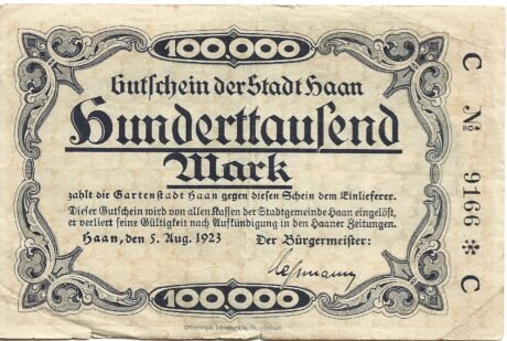 Аверс банкноты 100000 marek (Niemcy) 1923