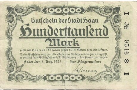 Аверс банкноты 100000 marek (Niemcy) 1923