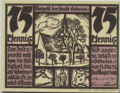 Аверс банкноты 75 пфеннигов (Германия) 1921 года