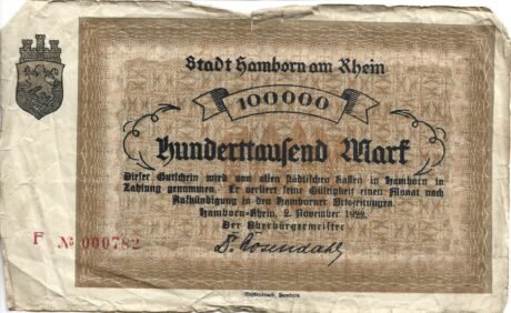 Аверс банкноты 100000 marek (Niemcy) 1922