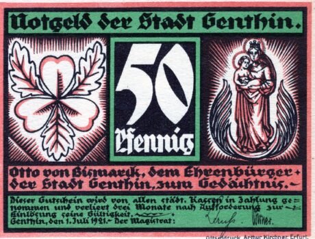 Аверс банкноты 50 fenigów (Niemcy) 1921