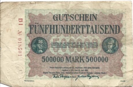 Аверс банкноты 500000 marek August-Thyssen-Hütte (Niemcy) 1923