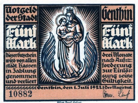Аверс банкноты 5 marek (Niemcy) 1921