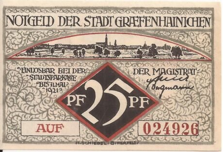 Аверс банкноты 25 fenigów (Niemcy) 1921