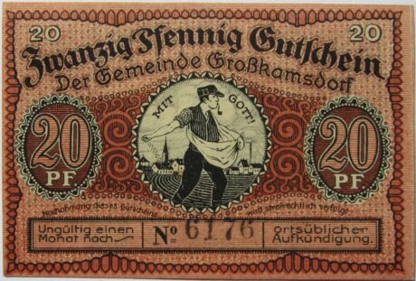 Аверс банкноты 20 fenigów (Niemcy) 1921