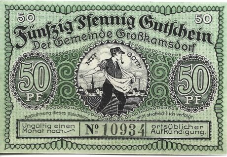 Аверс банкноты 50 fenigów (Niemcy) 1921