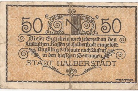 Реверс банкноты 50 fenigów (Niemcy) 1918