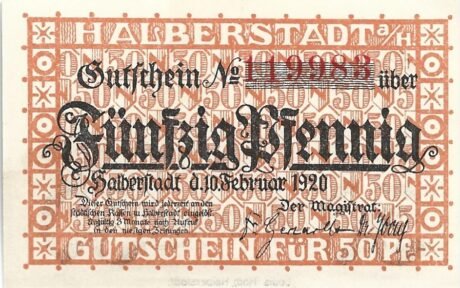 Аверс банкноты 50 fenigów (Niemcy) 1920