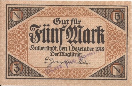 Аверс банкноты 5 marek (Niemcy) 1918