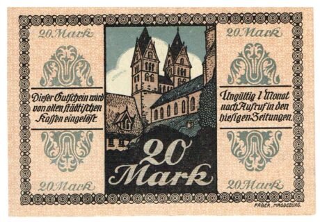 Реверс банкноты 20 marek (Niemcy) 1918