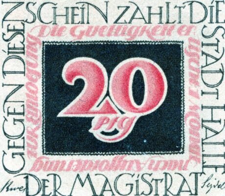 Аверс банкноты 20 пфеннигов (Германия) 1921 года