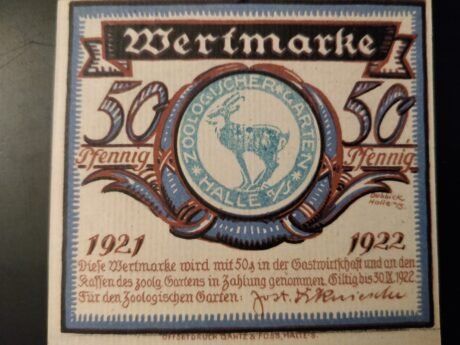 Аверс банкноты 50 fenigów Zoologischer Garten (Niemcy) 1922