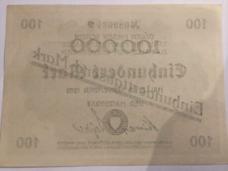 Реверс банкноты Nadruk 100000 marek na 100 markach (Niemcy)