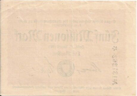Реверс банкноты 5000000 marek (Niemcy) 1923