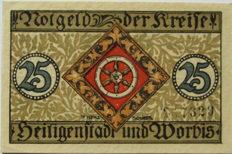 Реверс банкноты 25 fenigów (Niemcy) 1919