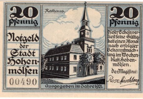 Аверс банкноты 20 пфеннигов (Германия) 1921 года