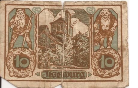 Реверс банкноты 10 fenigów (Niemcy) 1921