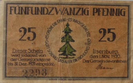 Аверс банкноты 25 fenigów (Niemcy) 1920