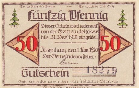 Аверс банкноты 50 fenigów (Niemcy) 1920