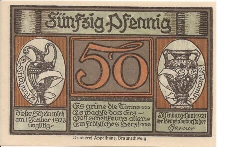 Аверс банкноты 50 fenigów (Niemcy) 1921