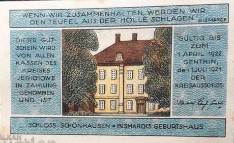 Аверс банкноты 1 marka (Niemcy) 1921