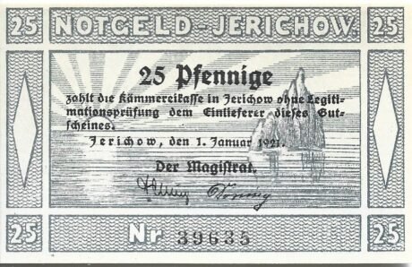Аверс банкноты 25 fenigów (Niemcy) 1921