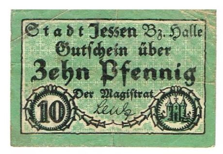 Аверс банкноты 10 fenigów (Niemcy)