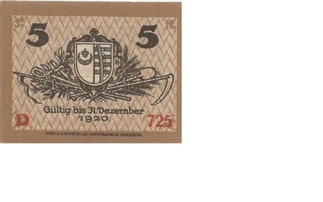 Реверс банкноты 5 fenigów (Niemcy) 1918