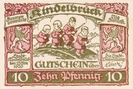 Аверс банкноты 10 fenigów (Niemcy) 1920