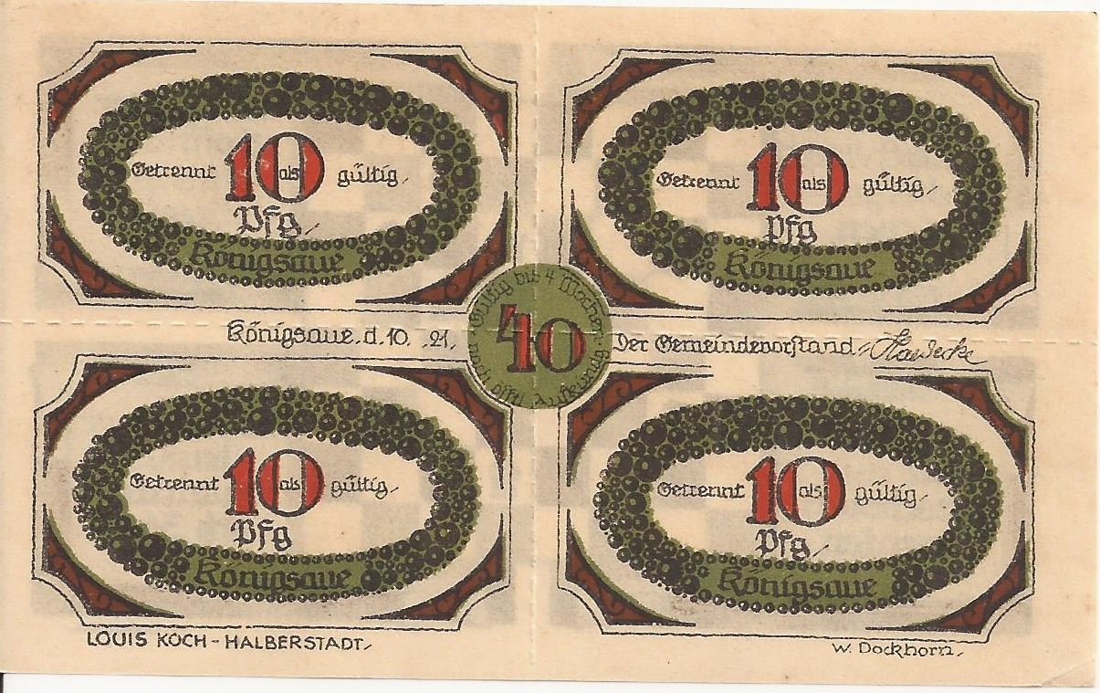 Аверс банкноты 40 пфеннигов (Германия) 1921 года