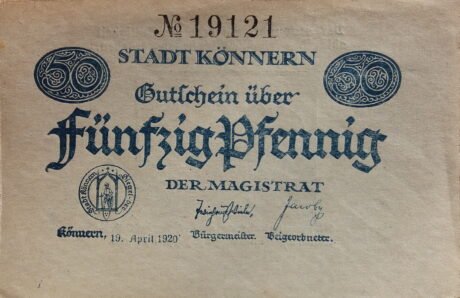 Аверс банкноты 50 fenigów (Niemcy) 1920