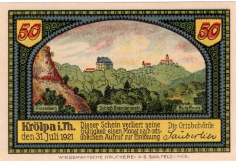 Реверс банкноты 50 fenigów (Niemcy) 1921