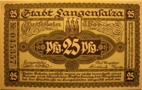 Аверс банкноты 25 fenigów (Niemcy) 1920