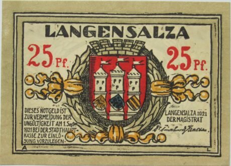 Аверс банкноты 25 fenigów (Niemcy) 1921