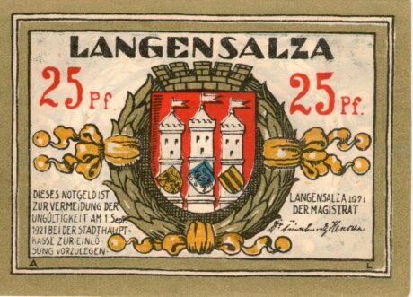 Аверс банкноты 25 fenigów (Niemcy) 1921