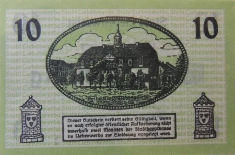 Реверс банкноты 10 fenigów (Niemcy) 1920