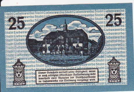 Реверс банкноты 25 fenigów (Niemcy) 1920