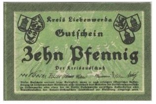 Аверс банкноты 10 fenigów (Niemcy) 1920