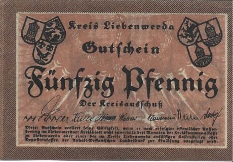 Аверс банкноты 50 fenigów (Niemcy)